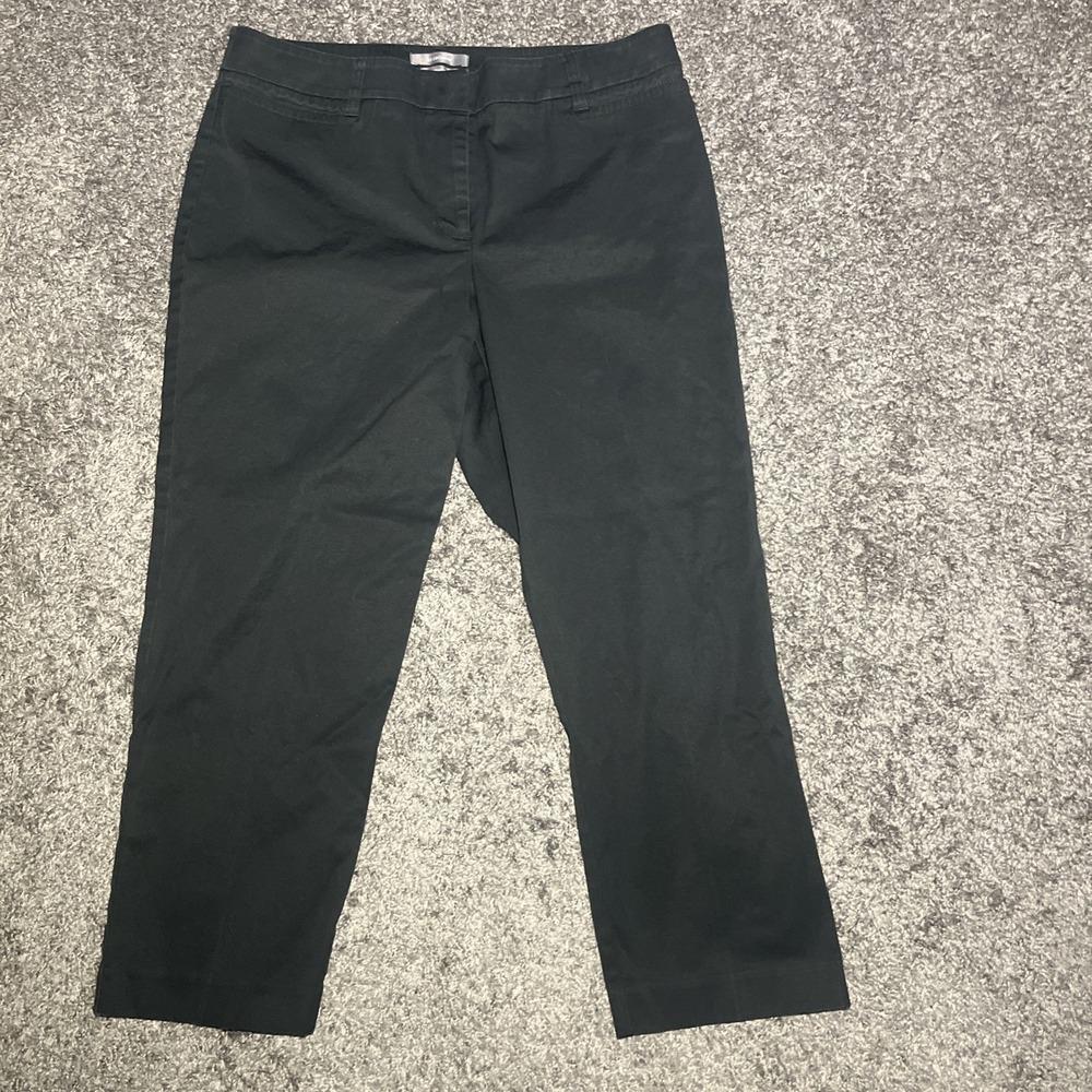 Liz Claiborne Solane Sz 14 Black Flat Front Dress Work Ankle Pant‎